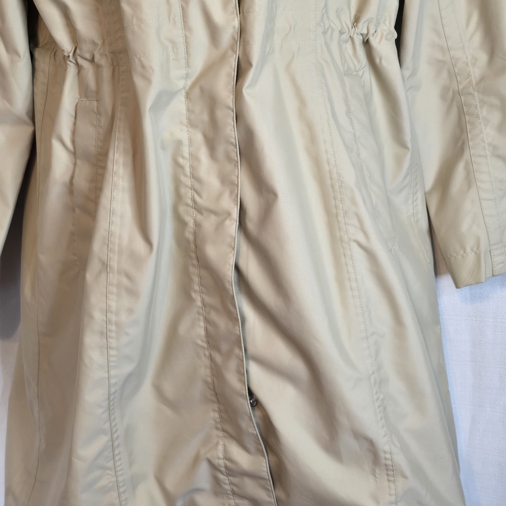 Classic Tan Trench Coat Size M With Hood Sinched Waist Fall - Picture 8 of 13